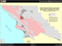 San Luis Obispo very high fire hazard severity zones in LRA